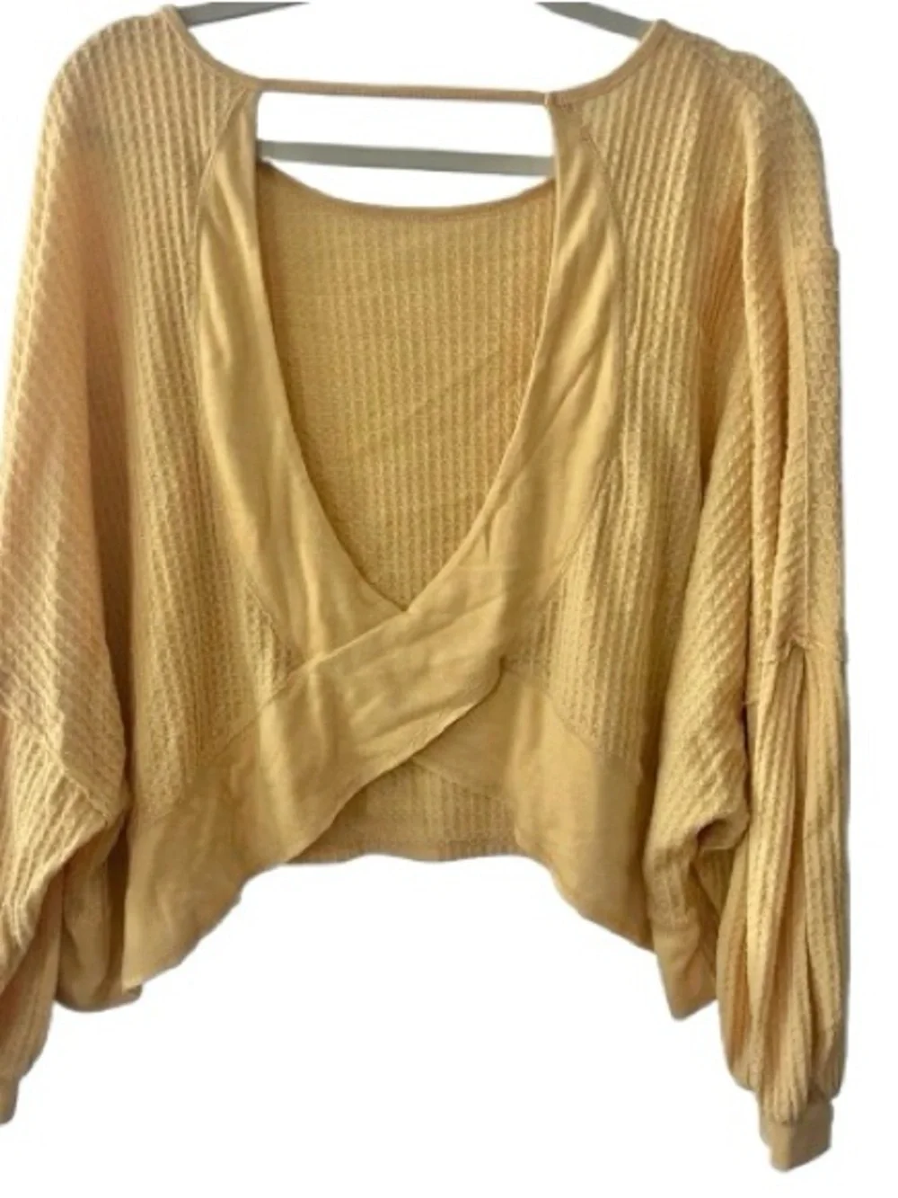Free People We The Free Love Me Open Back Waffle Knit Thermal Top